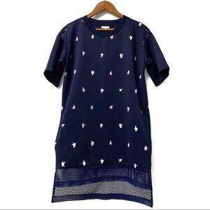 𝅺b+ab Navy blue with stars shift dress with mesh